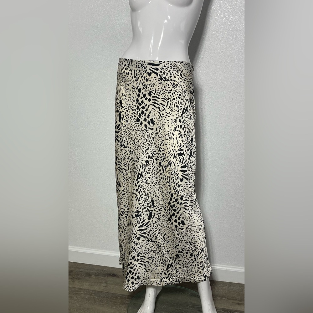 Timing Black and White Maxi Skirt with Slit
